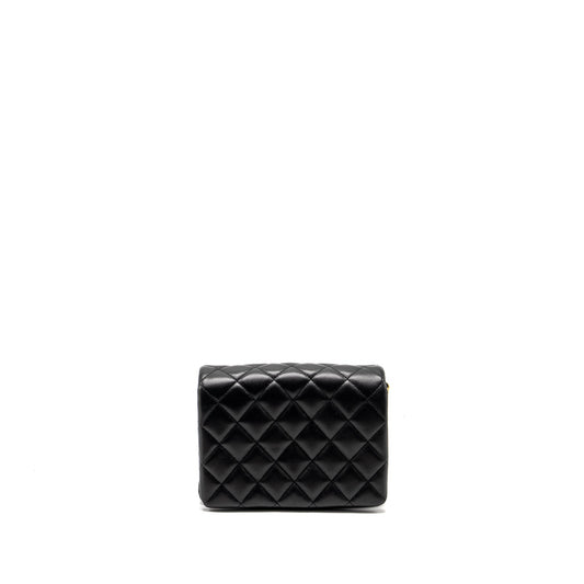 Chanel 22A Button on chain Flap Bag Lambskin Black  (Microchip)