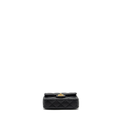 Chanel 24p Coco Love Mini Flap Bag Adjustable Chain Caviar Black Brush  (Microchip)