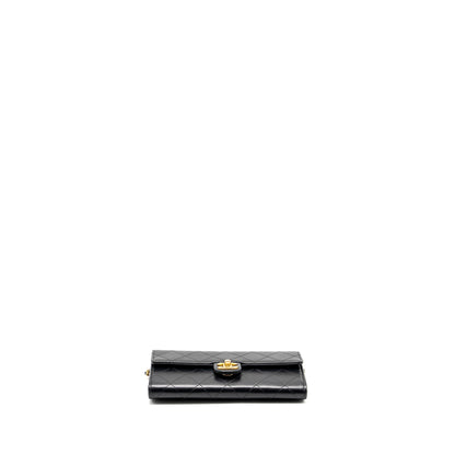 Chanel Quilted Pearl Long Wallet on Chain Goatskin Black