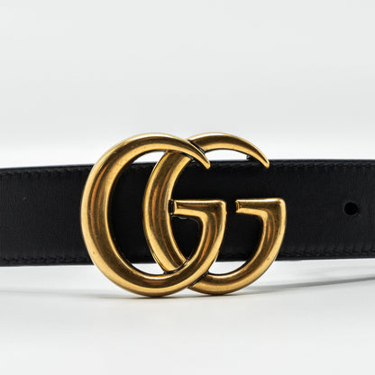 Gucci Size 75 GG Marmont Leather Belt Black