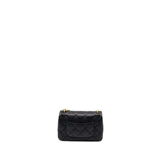 Chanel 24p Coco Love Mini Flap Bag Adjustable Chain Caviar Black Brush  (Microchip)