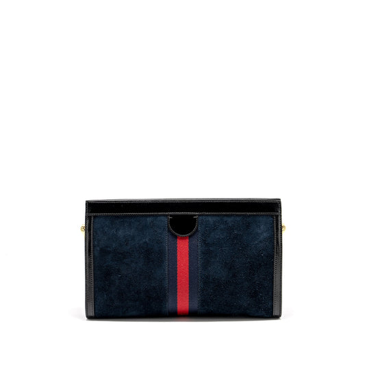 Gucci Ophidia Chain Bag Dragon Embroidered Suede Blue/Black/Multicolour