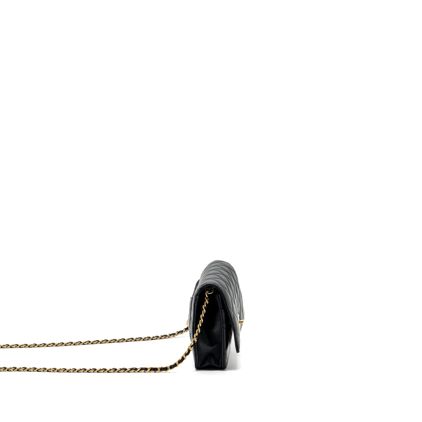 Chanel Pearl Crush Wallet On Chain Lambskin Black (Microchip)