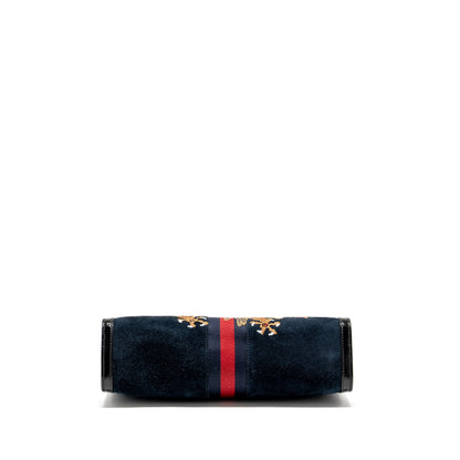 Gucci Ophidia Chain Bag Dragon Embroidered Suede Blue/Black/Multicolour