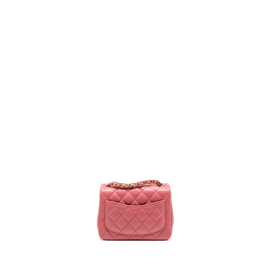 Chanel Mini Square Flap Bag Lambskin PInk L (Microchip)