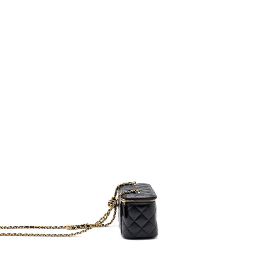 Chanel Pearl Crush Long Vanity Case Lambskin Black