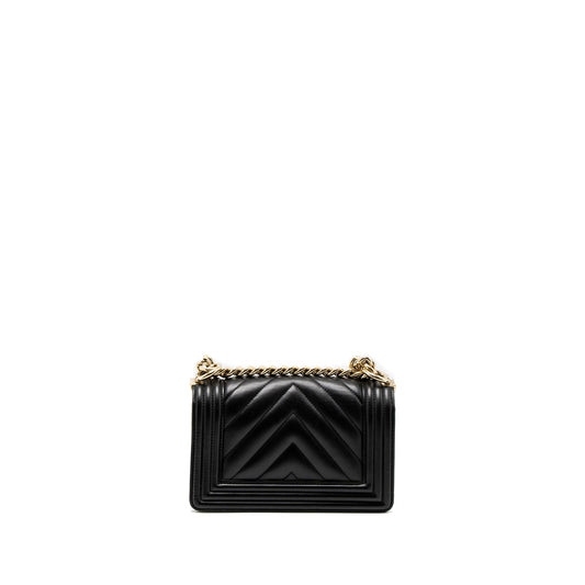 Chanel Small Chevron Boy Bag Lambskin Black