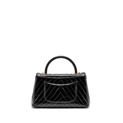 Chanel Medium Coco Handle Chevron Calfskin Black