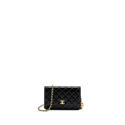 Chanel Pearl Crush Wallet On Chain Lambskin Black