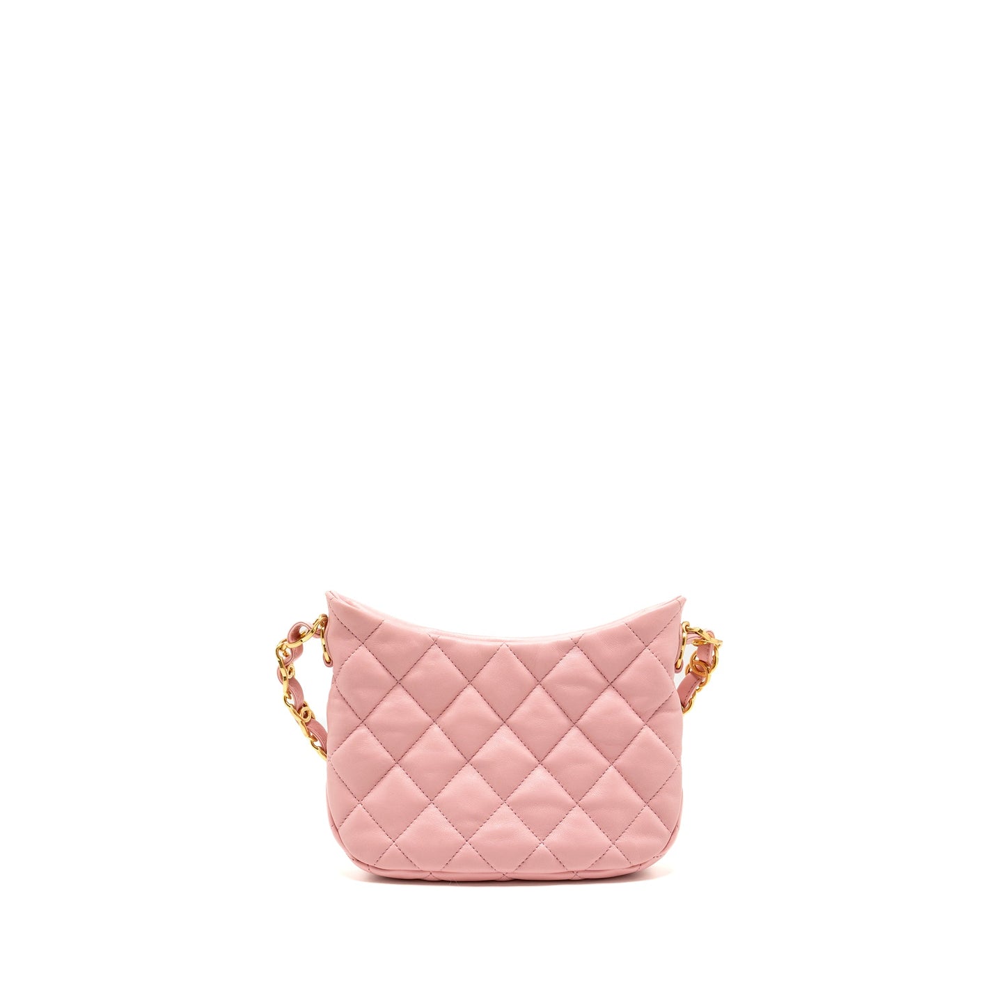 Chanel 22k Hobo Shoulder Bag with Logo Chain Lambskin Pink  (microchip)