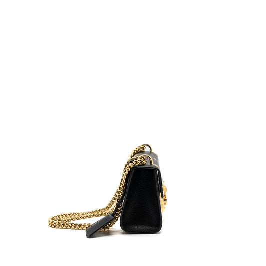 Gucci padlock chain bag bee print calfskin black