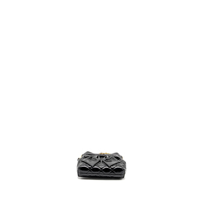 Chanel 24A Bowknot Clutch With Chain patent Crumpled Lambskin/Shiny Lambskin Black  (microchip)