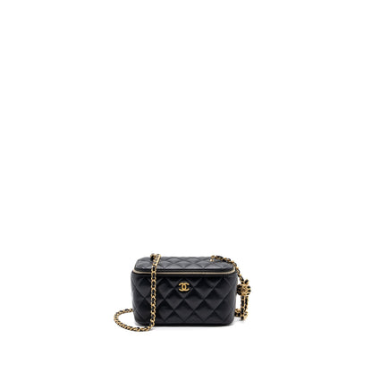 Chanel Pearl Crush Long Vanity Case Lambskin Black