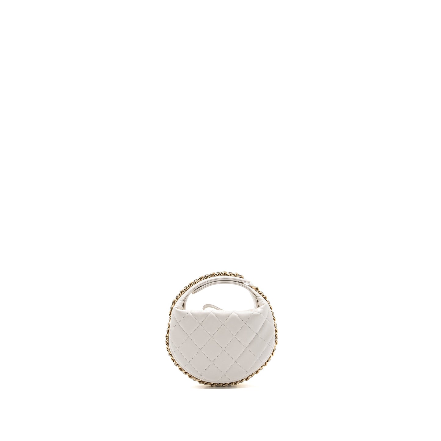 Chanel 23C round clutch lambskin white L (microchip)