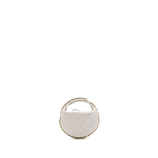 Chanel 23C round clutch lambskin white L (microchip)