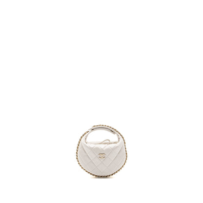 Chanel 23C round clutch lambskin white L (microchip)