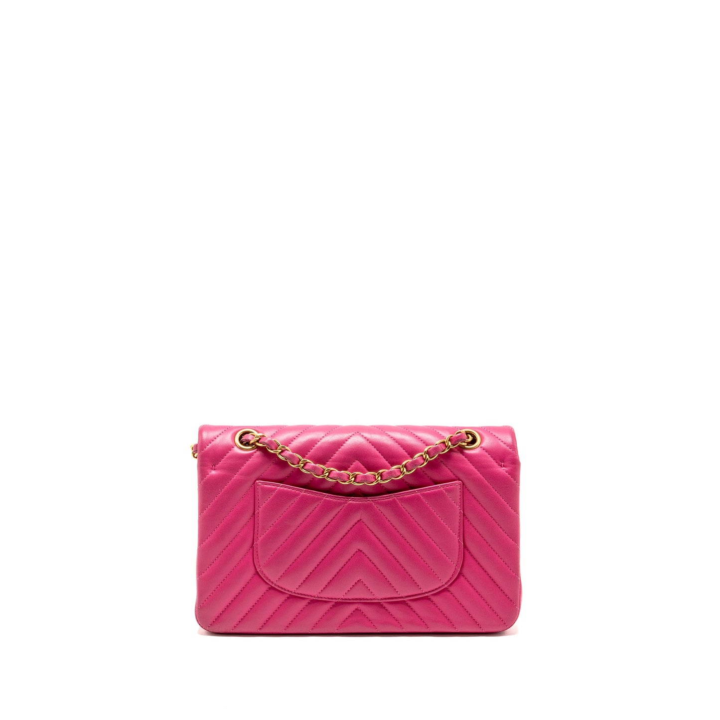 Chanel Medium chevron Classic Double flap bag lambskin pink
