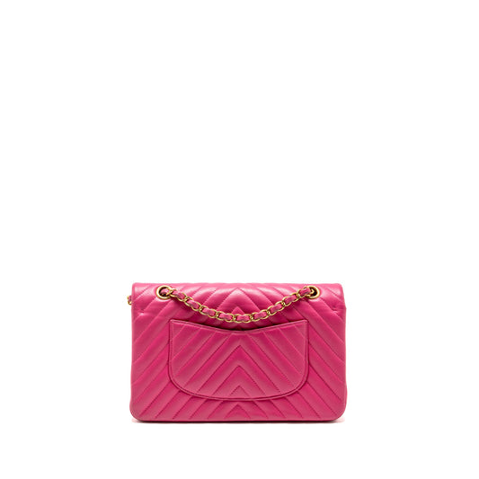 Chanel Medium chevron Classic Double flap bag lambskin pink