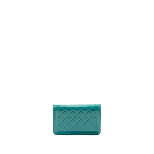 Chanel Boy Wallet on Chain Patent Green