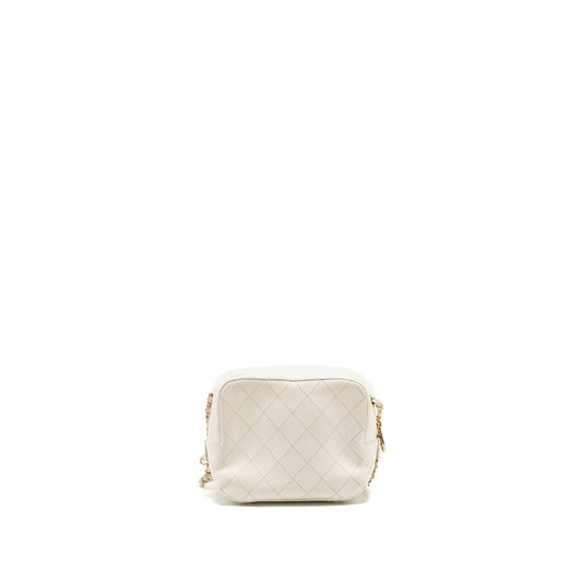 Chanel Mini Camera Bag with Chain Calfskin White L