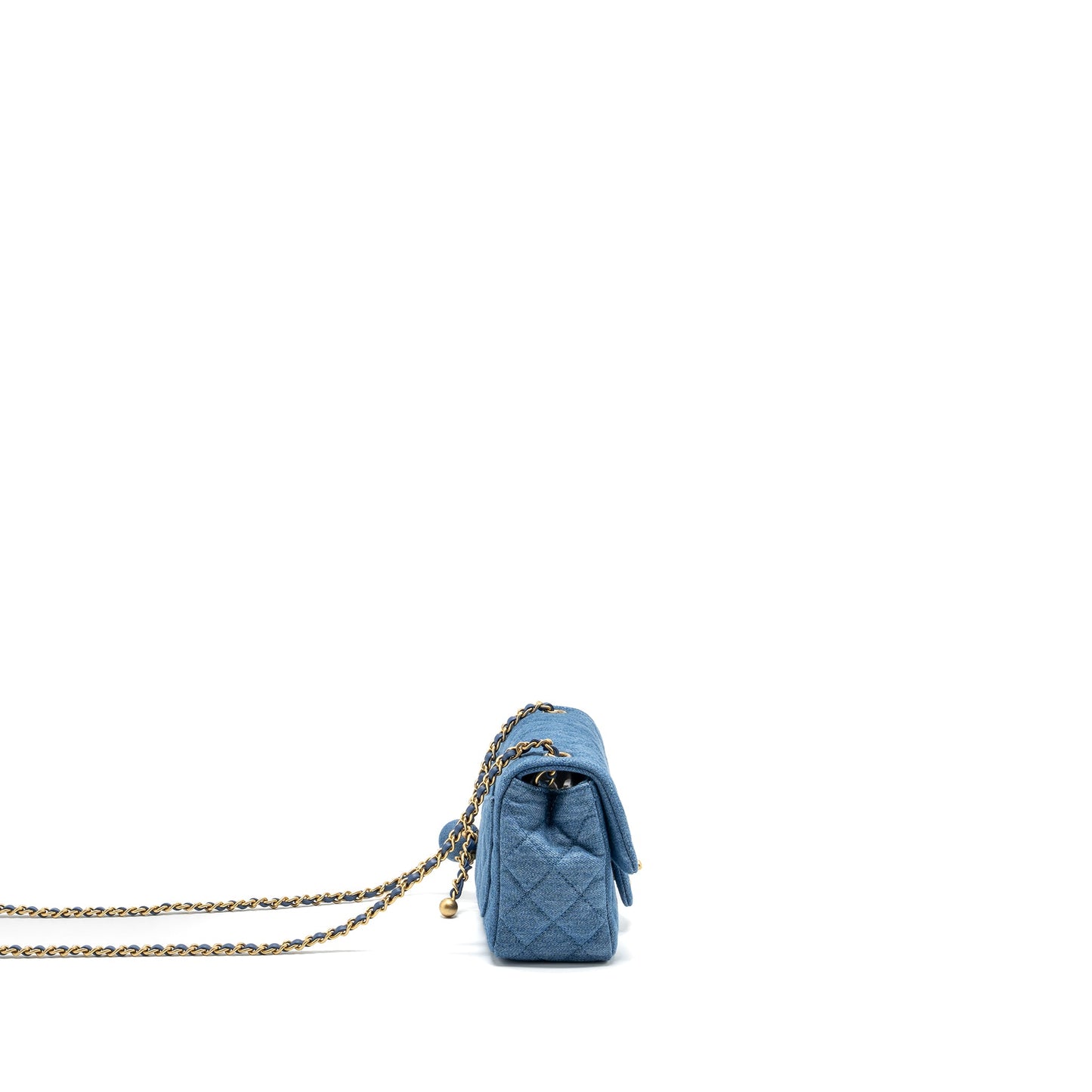 Chanel pearl crush mini square flap bag denim blue  (microchip)