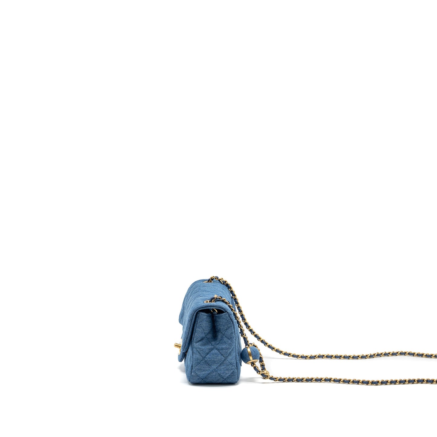 Chanel pearl crush mini square flap bag denim blue  (microchip)