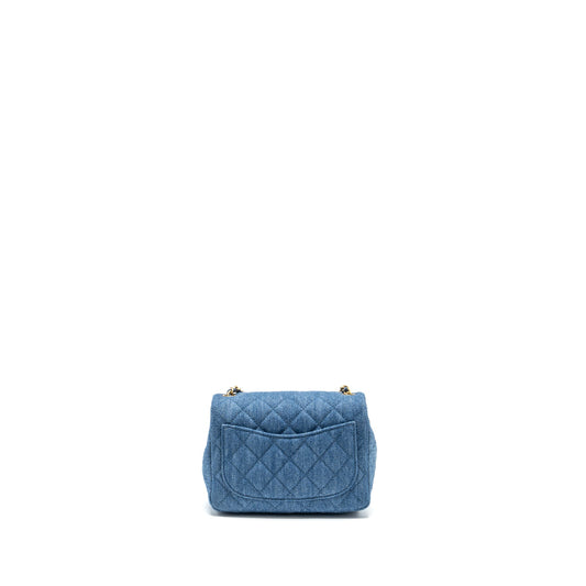 Chanel pearl crush mini square flap bag denim blue  (microchip)