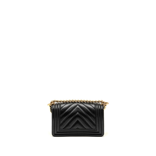 Chanel Small Chevron Boy Bag Lambskin Black L