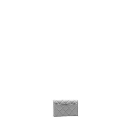 Chanel Classic Flap Card Holder Caviar Light Grey L (Microchip)