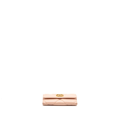 Chanel 19 Long Flap Wallet Lambskin Pink  (Microchip)