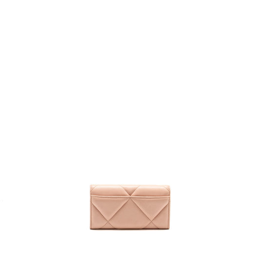 Chanel 19 Long Flap Wallet Lambskin Pink  (Microchip)