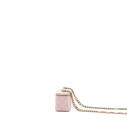 Chanel mini vanity with giant chain lambskin light pink L