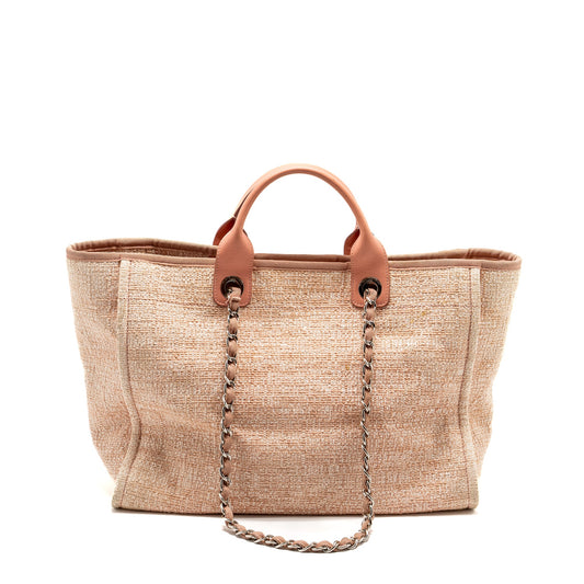 Chanel Deauville Tote Bag Canvas/ Calfskin Pink