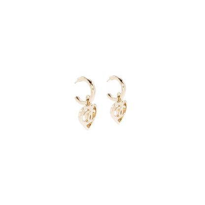 Chanel Round Heart Shape Dropped Earring Light Gold Tone