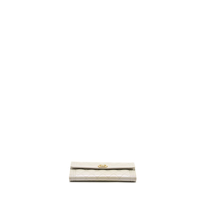 Chanel Boy Long Wallet Patent Iridescent Light Grey L
