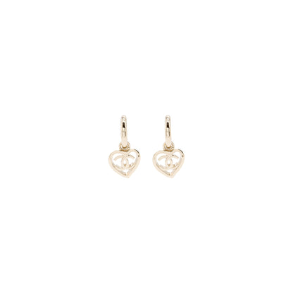 Chanel Round Heart Shape Dropped Earring Light Gold Tone