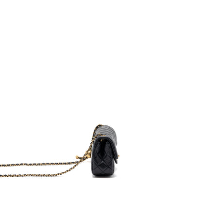 Chanel Pearl Crush Mini Rectangular Flap Bag Lambskin Black