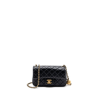 Chanel Pearl Crush Mini Rectangular Flap Bag Lambskin Black