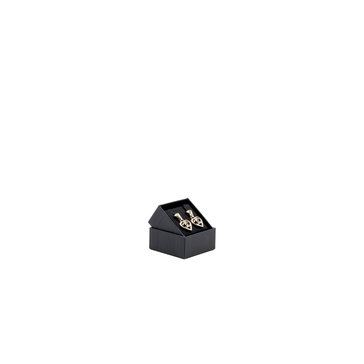 Chanel Heart Shape Dropped Earring Light Gold Tone