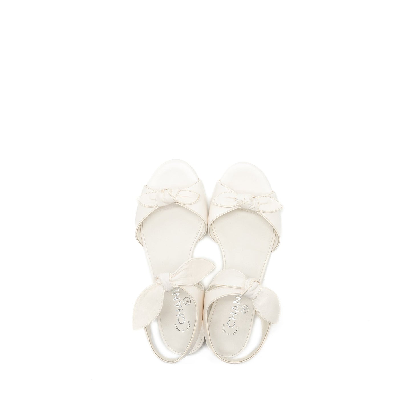 Chanel Size 36 Ribbon Sandals Lambskin White