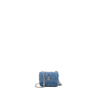 Chanel Coco Love Mini Clutch With Chain Denim Blue (Microchip)