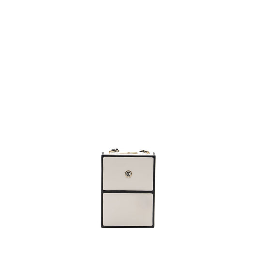 Chanel 21s Perfume Bottle Evening Bag Lambskin Black/White L