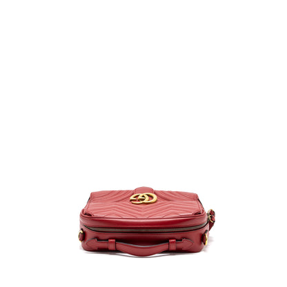 Gucci GG Marmont Matelasse Shoulder Bag Calfskin Red