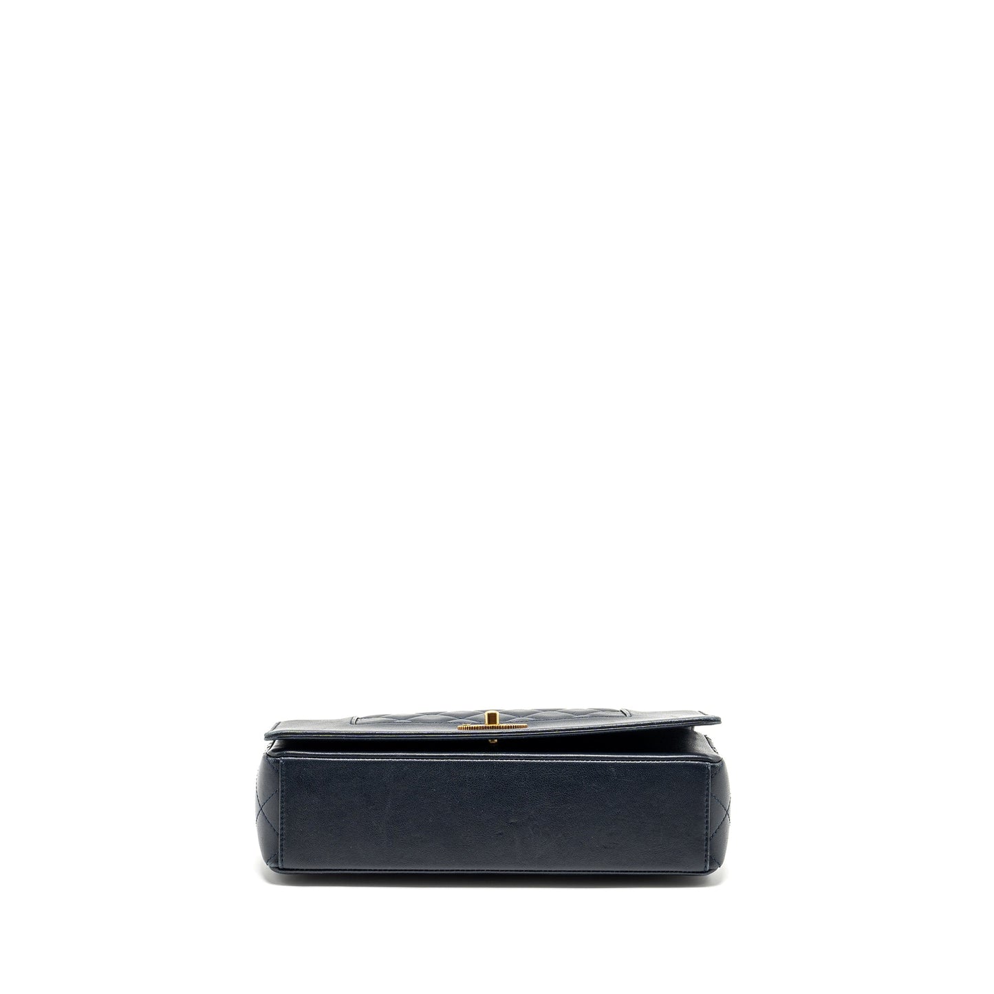 Chanel Mademoiselle Enamel Flap Bag Goatskin Navy