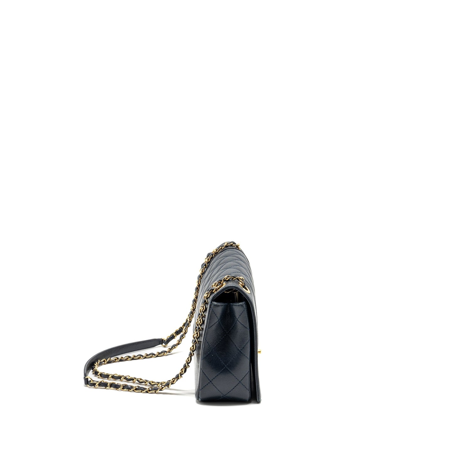 Chanel Mademoiselle Enamel Flap Bag Goatskin Navy