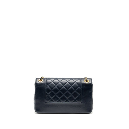 Chanel Mademoiselle Enamel Flap Bag Goatskin Navy