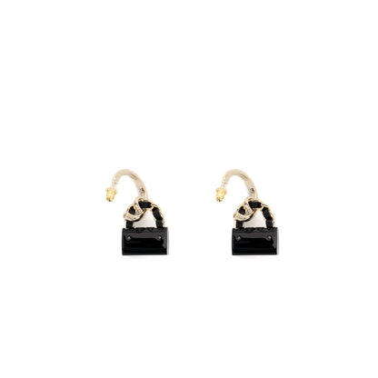 Chanel Flap Bag Dropped Earrings Black L