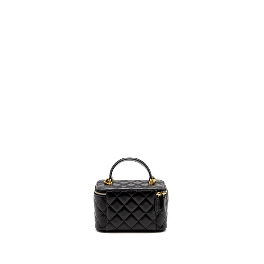 Chanel Top Handle Long Vanity Case Lambskin Black