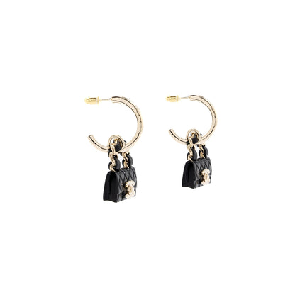 Chanel Flap Bag Dropped Earrings Black L