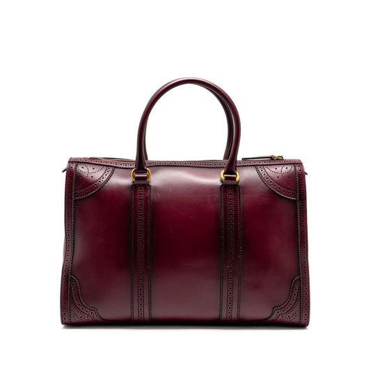 Gucci Vintage Duilio Brogue Boston Bag Calfskin Burgundy